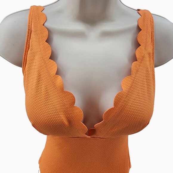 Kate Spade Womens Small Orange Scalloped One-Piece Swimsuit NEW $148 - Picture 2 of 9